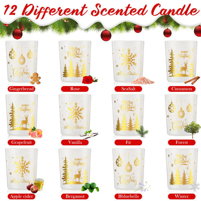 Nuanchu 12 Pcs Christmas Scented Candles Gift Set 12 Fragrances Aromatherapy Long Lasting Christmas Jar Candles Soy Wax Gift for Mom Women Men Xmas Holiday Birthday Supplies (Stylish)