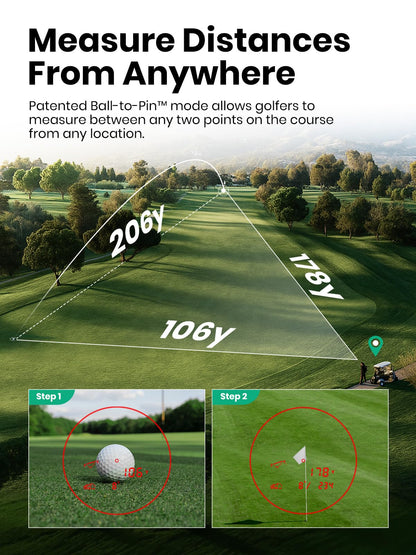 MILESEEY GenePro G1 Touchscreen & GPS Rangefinder with Slope, 43000+ Preloaded Courses, 1300 Yards Laser Range Finder Golf with Red & Green Display, 0.1s Flag Pole Locking Vibration, 6X Magnification