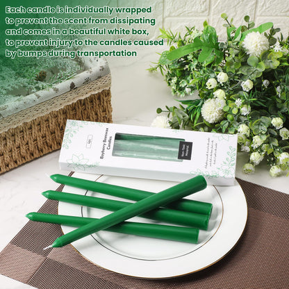 Conelist 4 Pcs 9 Inch Christmas Bayberry Scented Tapers Candles - Green Bayberry Legend Dripless Beewax Candle Sticks with Cotton Wick - Gift for Christmas Holiday Celebration