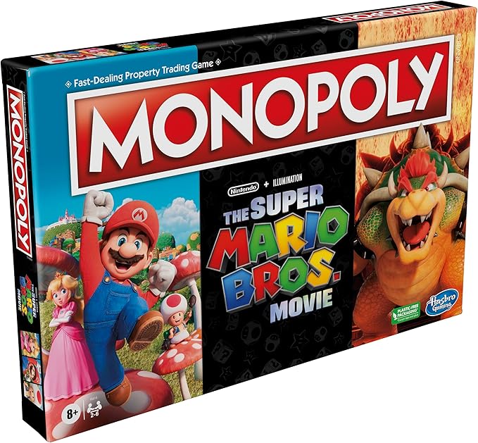 Monopoly Board Game Based on The Super Mario Bros. Movie - Family Game for Super Mario Fans - Includes Bowser Token - for 2 to 6 Players - Age: From 8 Years Old
