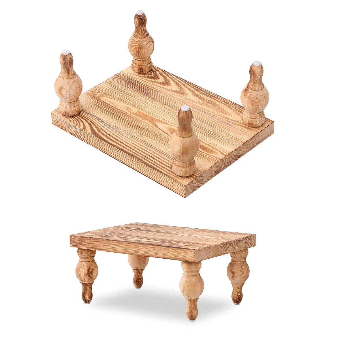 Elynice Decorative Wood Risers for Display - 12 x 9 x 5.5 Wood Pedestal Stand Table for Farmhouse Decor, Kitchen Counter Display - Wooden Kitchen Soap Tray