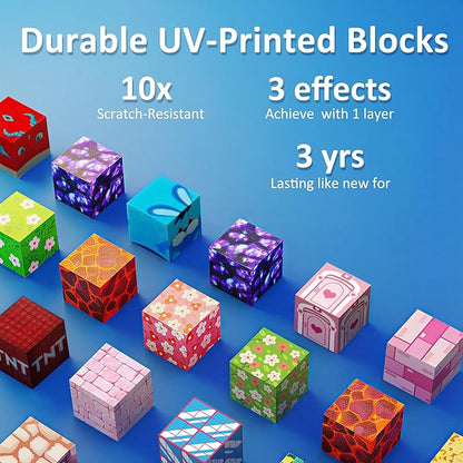 FQOIUD Magnetic Blocks - 150PCS Magnetic Building Blocks STEM Constructions Magnet Blocks for Boys Girls Age 3 4 5 6 7 8 9 10 Sensory Stacking Toy Christmas Birthday Gifts for Kids