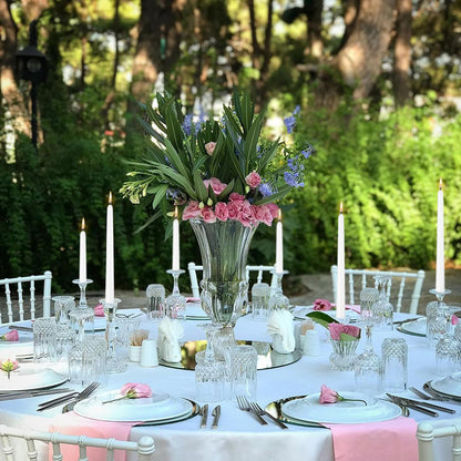 10 inch Cone-Shaped Candle Set of 5- Drip Free Dinner Candle - Long Burning, Perfect for Dinner, Parties, or Weddings (White)