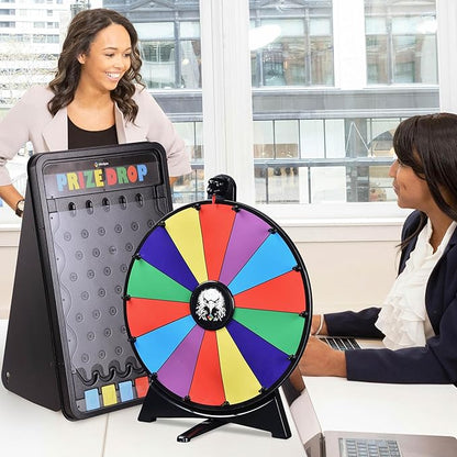WinSpin Prize Board Kit 20 Prize Wheel &amp 30x19 Drop Board Foldable Stand Disk Spinning Wheel Fortune Game Eagle for Pub Party Trade Show Carnival