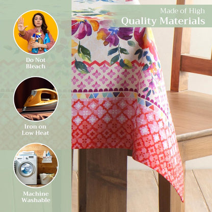 Maison d' Hermine Table Cloth Rectangle Table 100% Cotton 60 x 90 Inches Tablecloth Reusable Decorative for Dining Kitchen Room Farmhouse Home Gifts for Mothers Day Spring Summer - Rose Garden