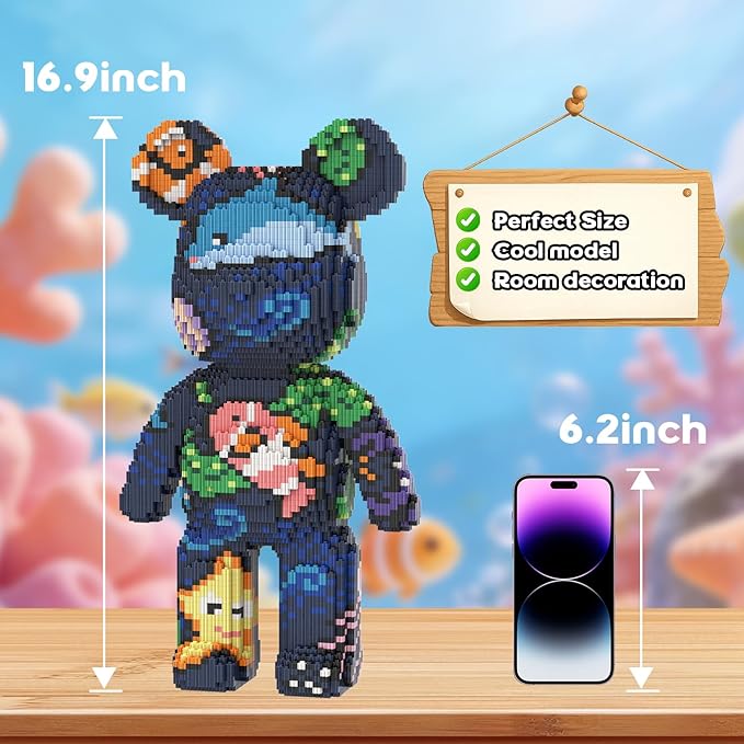 Underwater World Bear Building Blocks (7000 PCS) 3D Micro Animal DIY Bear Building Blocks for Adults &amp Teenager Creative Toys Ideal Gift for Family &amp Friends