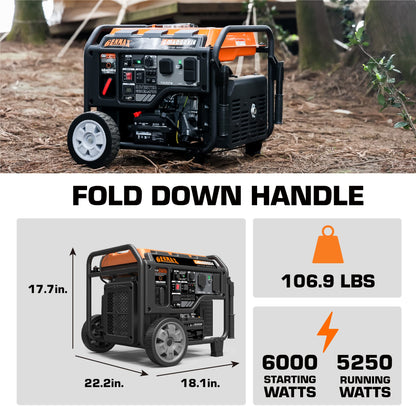 GENMAX Portable Inverter Generator, 6000W open frame Gas Powered High Speed Engine with Electric Start, Ultra Lightweight for Backup Home Use & Job Site，EPA Compliant (GM6000XiE)