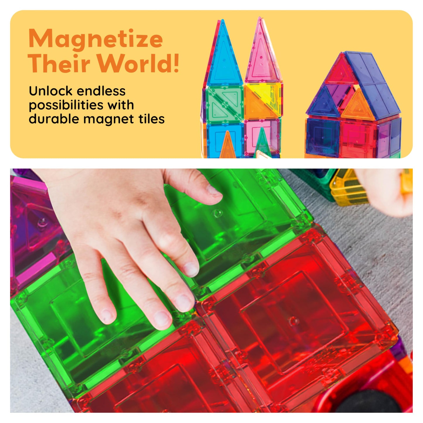 PicassoTiles 100 Piece Set 100pcs Magnet Building Tiles Clear Magnetic 3D Blocks Construction Playboards, Creativity Beyond Imagination, Inspirational, Recreational, Educational Conventional