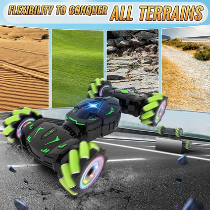 Pristar Gesture RC Toys for Boys 6-12 RC Sensing Stunt Car with Cool Spray Lights Music Double Sided Flip 360 Rotate 4WD Off-Road