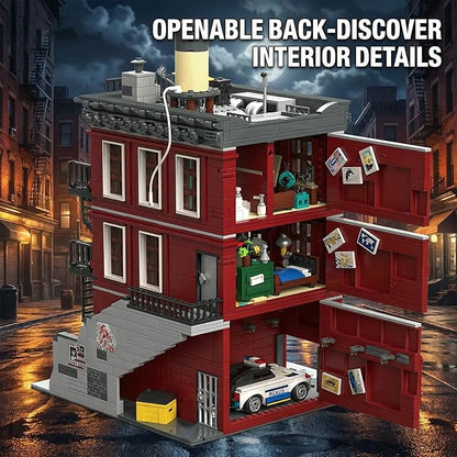 Spider Final vs. Building Set for Adults - MOC Heroes Peter &amp Friends' Apartment House Modular Building with Police Car Deli Grocery for Architecture Collectors Movie Fans Gift (3559 Pcs)