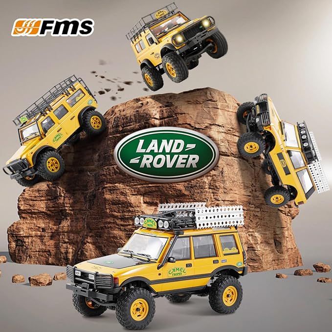 BEEZRC FMS 1/24 RC Crawler RTR FCX24M Land Rover Family Camel Trophy Edition Licensed RC Model 4WD RC Rock Truck 2.4Ghz Hobby Grade RC Car Model Mini Off Road Vehicle with Battery (Defender 110)