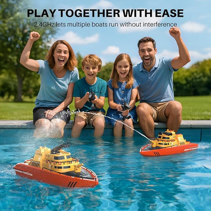 SYMA Remote Control Boat Big RC Boat Firefighter for Kids 8-12 with 40 Mins Run Time (2 Batteries) One-Key Water Spary 15 km/h High Speed and Low Battery Warning Pool Toys for Boys Girls