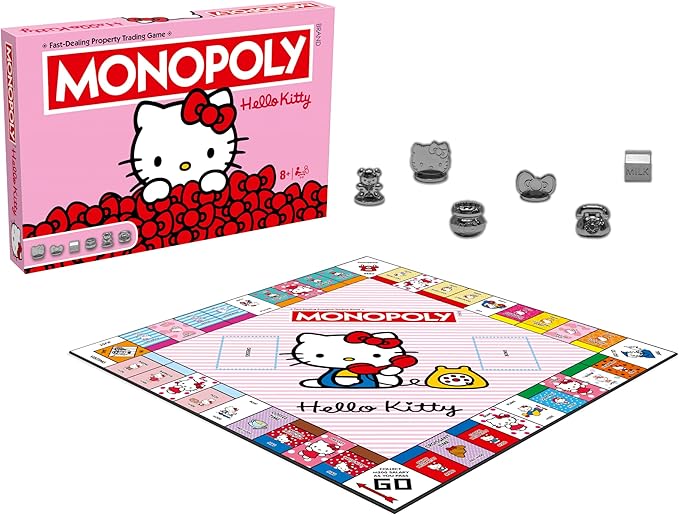 Winning Moves Hello Kitty Monopoly Board Game Ideal for 2-6 Players and A Great Gift for Fans Aged 8 and Up