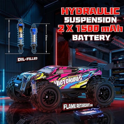 1:16 4WD Brushless rc Cars 70+KM/H(Peak) High Speed Remote Car RC Trucks 4X4 Offroad with 3000mAh Batteries Boys RC Truggy Toys are Easter and Birthday Gifts for Youth Aged 14+