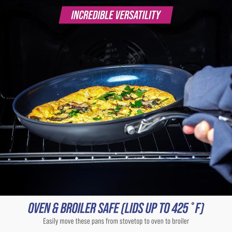 Blue Diamond Cookware Hard Anodized Ceramic Nonstick, 8" Frying Pan Skillet, PFAS-Free, Dishwasher Safe, Oven Safe, Grey