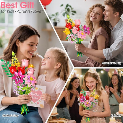 Flowers Bouquet Building Set 765PCS Wildflower Botanical Collection Kit Artificial Plant Floral Toy for Adults Women Kids Girls Home Office Decor Gift for Christmas Valentine's Day Mother's Day