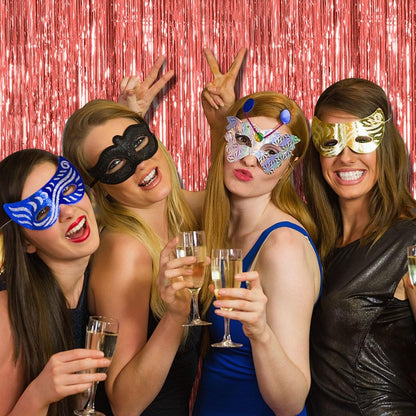 10 Pack Rose Gold Fringe Curtain Backdrop Birthday Bachelorette Party Decorations Metallic Tinsel Streamers Foil Backdrop Christmas Graduation Wedding New Year Party Decorations