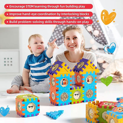 Building Blocks for Toddlers &amp Kids 186 Pcs Toy Building Sets – Colorfull STEM Educational Toys – Interlocking Building Blocks for Toddlers and 3+ Age Kids