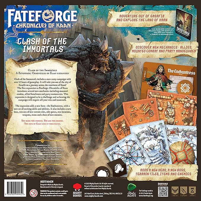 Mighty Boards: Fateforge Chronicles of Kaan: Clash of The Immortals Expansion - Strategy Board Game App Co-Op Action Adventure Ages 14+ 1-4 Players