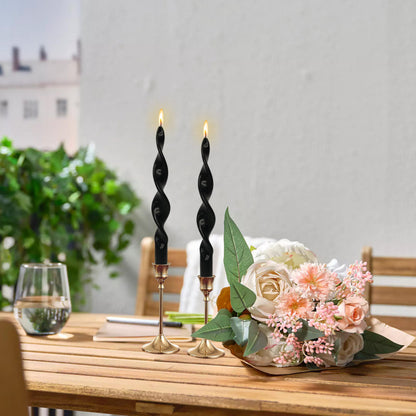 Smokeless Black Spiral Taper Candle Handmade Unscented Taper Candlesticks 10 Inch Long Twisted Candles for Candlelight Dinner Holidays Wedding Home Decor