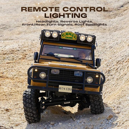 FMS 1/10 FCX10 Land Rover Camel Trophy Edition RC Crawler Hobby RC Rock Crawler with Lighting System 4-Link Suspension for Adults RS (Discovery)
