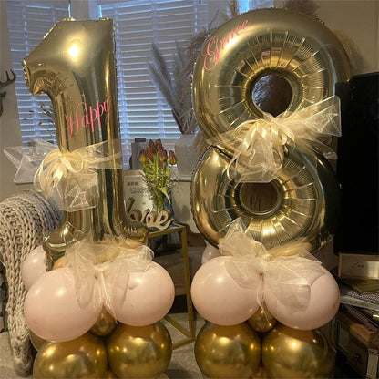 Champagne Gold 8 Balloons, 40" Giant Helium Foil Number 0-9 Light Gold Birthday Balloon for Boys Girls, Self Inflating Digit 8 Balloons for Women Men Anniversary Graduation Party Decorations Supplies