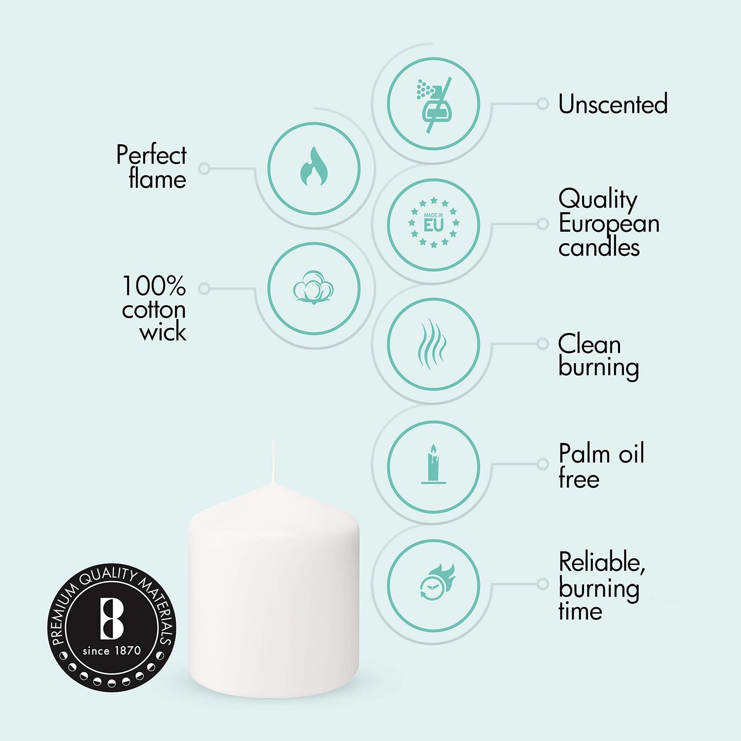 BOLSIUS 6 Ivory Pillar Candles Bulk - 3x3 Inches Candle Set - 25+ Hours Clean Burning - No Palm Oil - 0% Animal Fat - Premium European Quality - Unscented Dripless Dinner Pillars