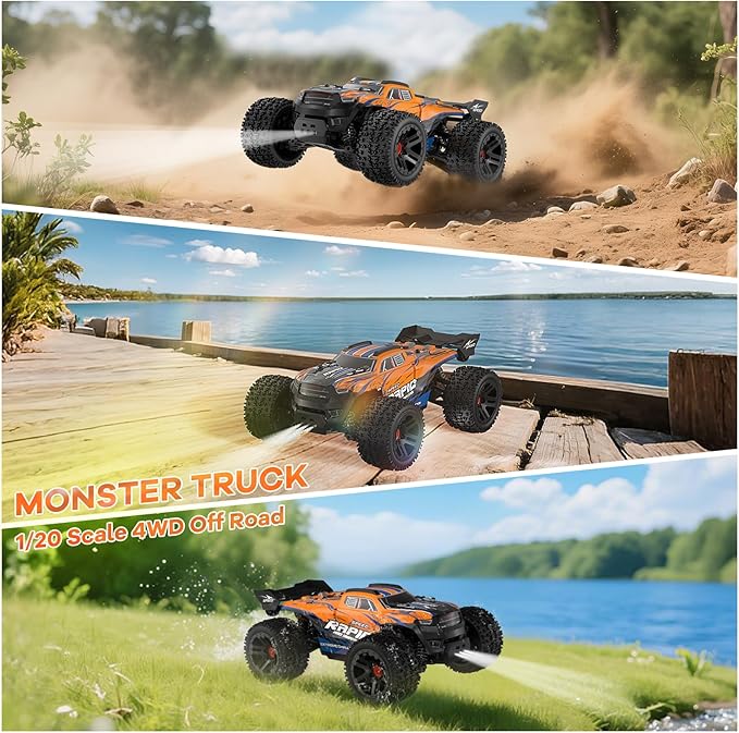 Nikuku Remote Control Car High Speed All Terrain Off Road Fast RC Cars with 2.4 GHz1:20 Scale Max 38 KPH 4WD Electric RC Truck Toys Christmas Birthday Gifts for Adults &amp Teen Boys