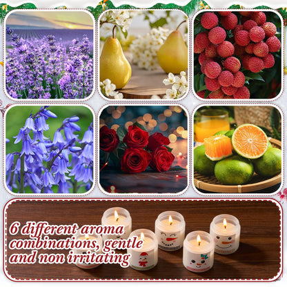 Lounsweer 48 Pcs Christmas Candles Bulk Gifts Set for Women Men 3.5oz Snowman Scented Candles Jar Soy Wax Candle with Mini Snowman Decor Cap for Christmas New Year Winter Decor