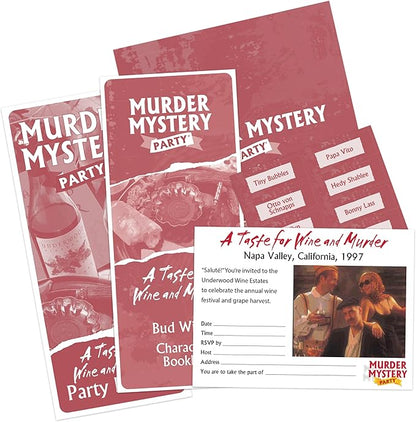 Murder Mystery Party A Taste for Wine &amp Murder – Murder Mystery Dinner Party Game for Adults – Interactive Crime Solving Role Play Game Night Kit with Invitations &amp Clues – Ages 16+