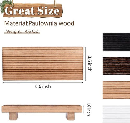 Farmhouse Decor Wood Riser Tray by [Brand Name] - Stylish Pedestal Stand for Kitchen & Bathroom | 8.7 x 3.6 Inches, Brown