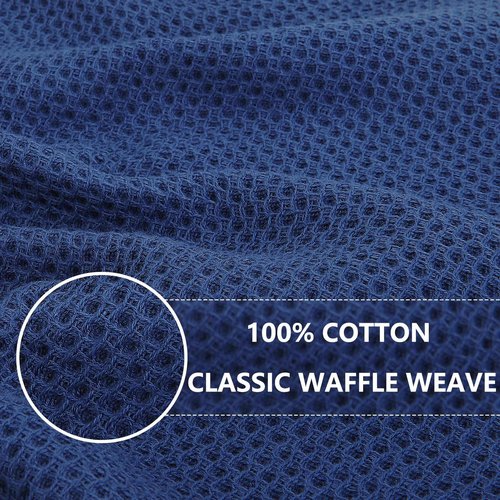 Homaxy 100% Cotton Waffle Weave Kitchen Dish Towels, Ultra Soft Absorbent Quick Drying Cleaning Towel, 20x28 Inches, 6-Pack, Navy Blue