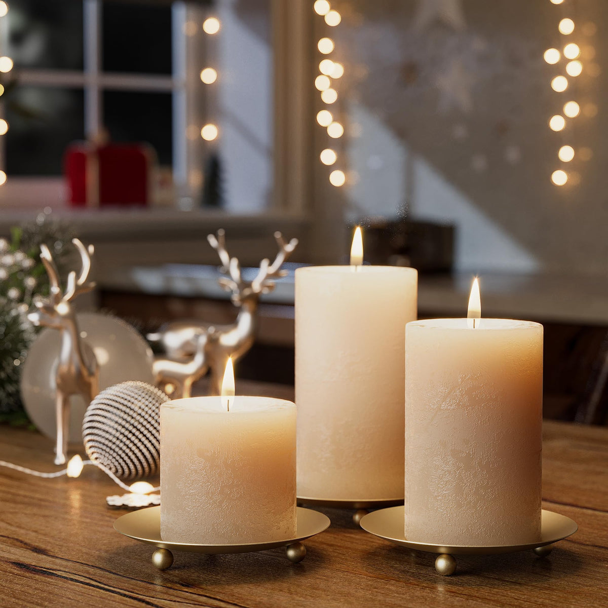 Apsvwys Gold Candle Holders for Pillar Candles, Set of 6 Premium Metal Candle Plates Candle Stand for LED or Wax Candles, Decorative Pillar Candle Holder Dish for Table Centerpiece