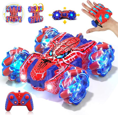Spider Gesture Sensing Remote Control Car Double Sided RC Cars with Full-Body Light 2.4GHz Hand Controlled Rechargeable RC Stunt Car Toys for Boys 4 5 6 7 8 9 10 11 12