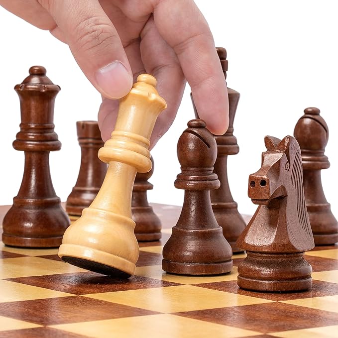 Husaria Staunton Tournament No. 6 Chessmen with 2 Extra Queens and Wooden Box 3.9-inch Kings