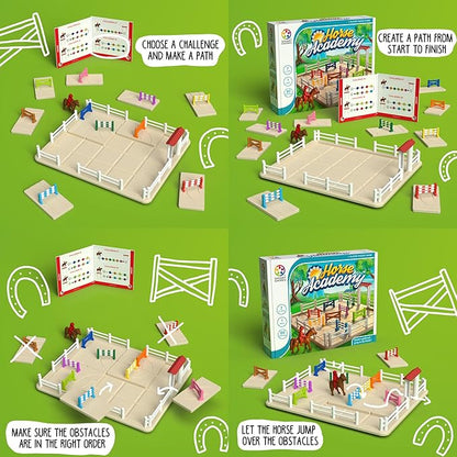 SmartGames Horse Academy – Logic Puzzle Game with 80 Challenges and Colorful Obstacles for Ages 7+