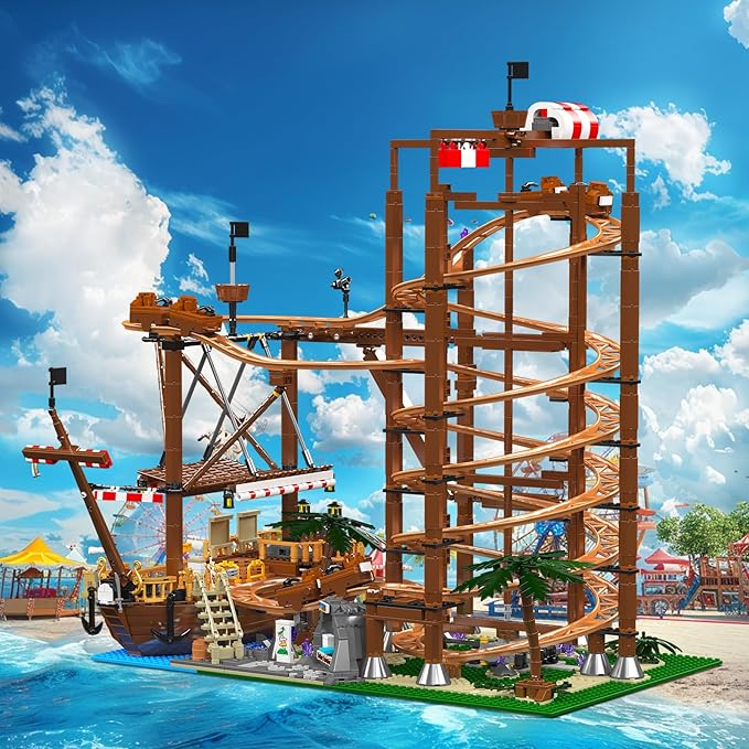 Roller Coaster Building Set Track Model Kit for Teens Boys Son Grandson Nephew Building Lovers. Kids Jigsaw Puzzle Christmas Birthday Gift -2174 Pieces (Double Helix)