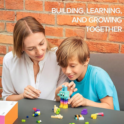 PIXIO Mini Magnetic Blocks &amp Magnetic Cubes for Kids – Tiny Magnets for Crafts STEM Building Set Sensory Learning Toys Creative Construction Kit with Animal Figures Ages 6+