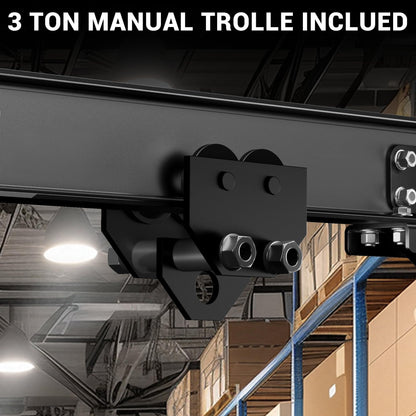 3 Ton 6600LBS Gantry Crane, Adjustable Height 8.53 to 12.47ft, Steel I-Beam Construction Portable Shop Hoist for Factories, Warehouses, Auto Repair, Construction Site, Black
