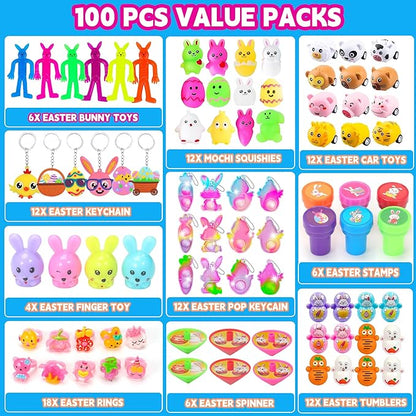 100PCS Unique &amp Colorful Prefilled Easter Eggs with Novelty Toys Filling Treats Easter Eggs Hunt Basket Stuffers Fillers Theme Party Favor Classroom Prize