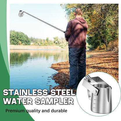 Maxdot 2 Pcs 3.6ft- 9.8 ft Telescopic Water Sampler Dipper, Pendulum Beaker Sample Ladle with Water Sampling, Pole Sampler Rod (550 Ml, Stainless Steel)