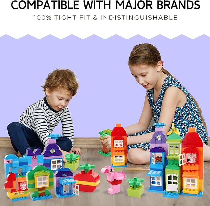 Liberty Imports Big Building Blocks 166 Pieces with Storage Organizer Box Large Bricks Set Educational Learning Classic Construction Toy Set for Toddlers Kids - Compatible with Major Brands