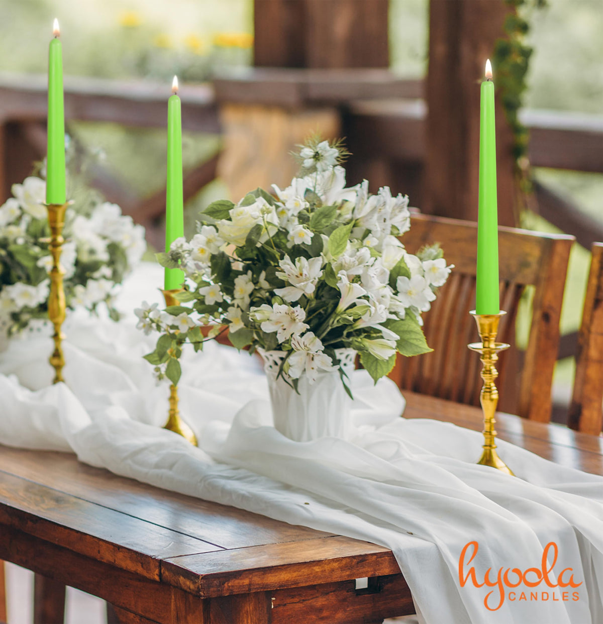 Hyoola Tall Taper Candles Bulk - 10 Inch Lime Green Unscented Dripless Taper Candles - 8 Hour Burn Time - 96 Pack
