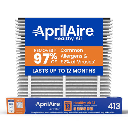 AprilAire 413 Replacement Filter - MERV 13 Air Purifier Filter for Healthy Home | 16x25x4 (Pack of 1)