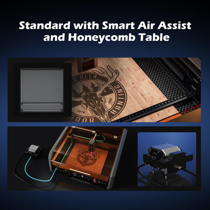 Genmitsu L8 Laser Engrave + MD18 Rotary Roller, 20W Power Output Laser Cutter Built-in Acrylic Enclosure with Vent, Air Assist Pump, Honeycomb, Camera, Laser Safety Class 1