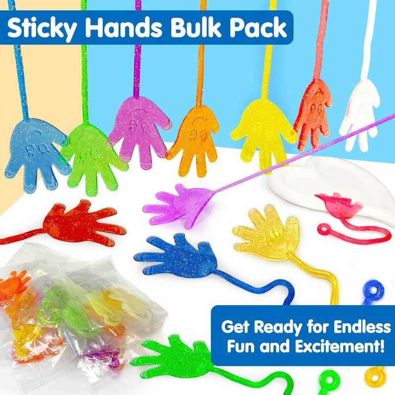 Armaytoy 20Pack Glow in Dark Glitter Sticky Hands Party Favors for Kids Pinata Goodie Bag Stuffers Classroom Prizes Birthday Stretchy Treat Trinkets Treasure Box Bulk Toys