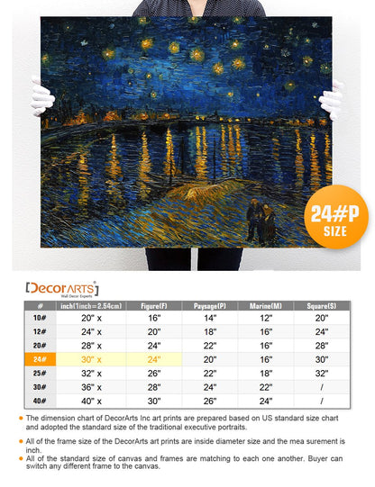 DECORARTS - Starry Night Over The Rhone By Vincent Van Gogh Art Classic Art. Giclee Prints Canvas Wall Art for Wall Decor. 30x24x1-1/2 in