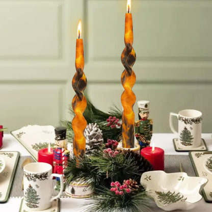 Flame Candle 10 inch Spiral Candlesticks Unscented Taper Candles Handmade Candle for Dinner Household Wedding Party Housewarming Home Décor Candles