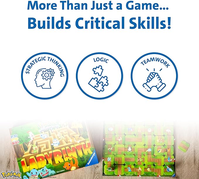 Ravensburger Labyrinth Pokemon Board Game - A Strategic Maze Adventure for Family Nights &amp Pokemon Parties - Includes Pikachu Bulbasaur and More - Great Birthday Gift for Kids Ages 7 and Up