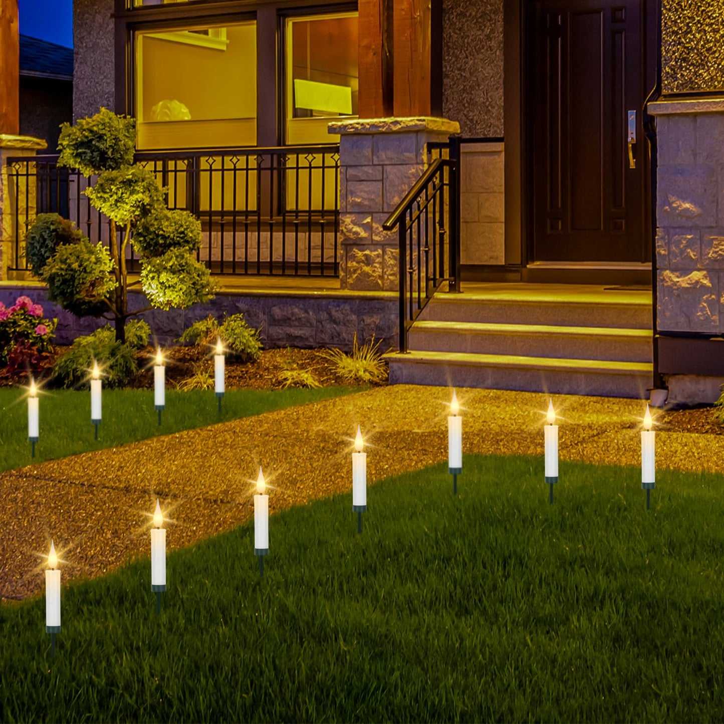 Wondise Christmas Flameless Taper Candle Christmas Tree Candle Lights Battery Operated Candles with Remote & Timer, 10pcs Set Flameless Flickering LED Candles for Christmas Holiday Home Garden Decor